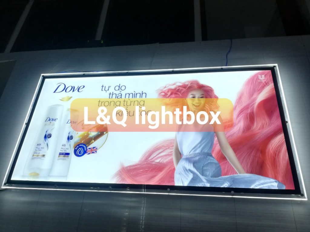 hộp đèn lightbox quảng cáo dầu gội đầu dove