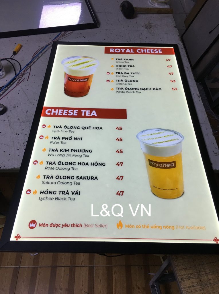 hộp đèn quảng cáo led lightbox quán trà sữa 2
