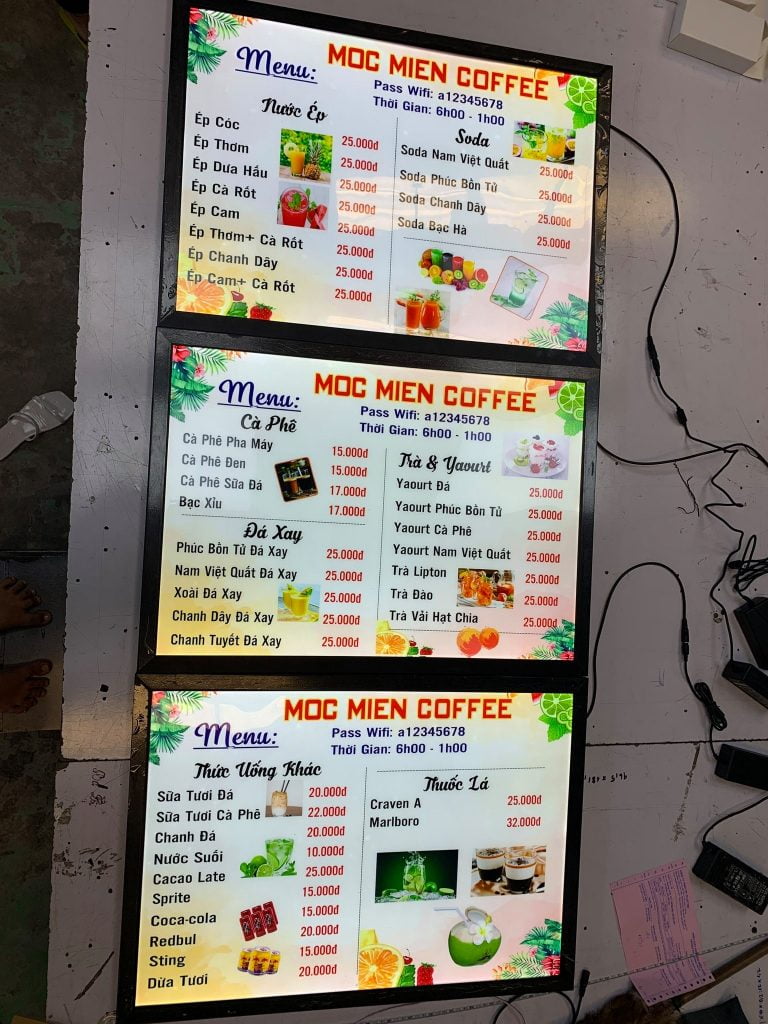 hộp đèn quảng cáo cho quán trà sữa